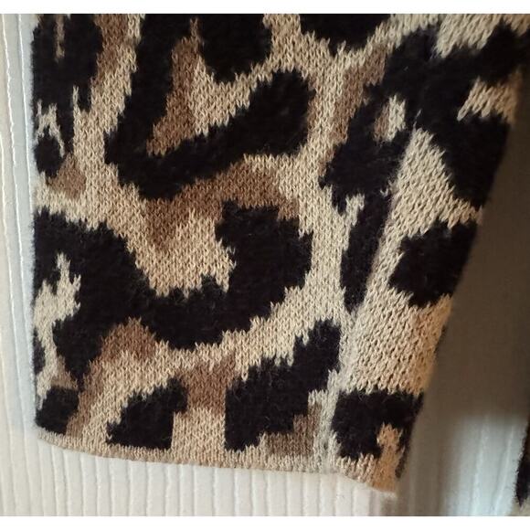 J Crew Leopard Print Open Front Cardigan 100% Cotton Neutral Tan/Blk Size S - Picture 8 of 8